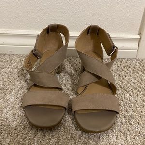 Tan Cross Strap Sandals